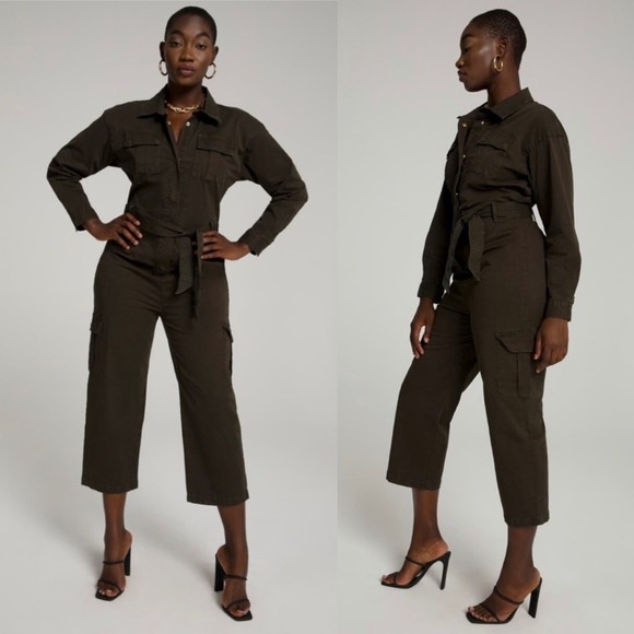 Good American FemFlight Hunter Green Long Sleeve Jumpsuit - Picture 4 of 11